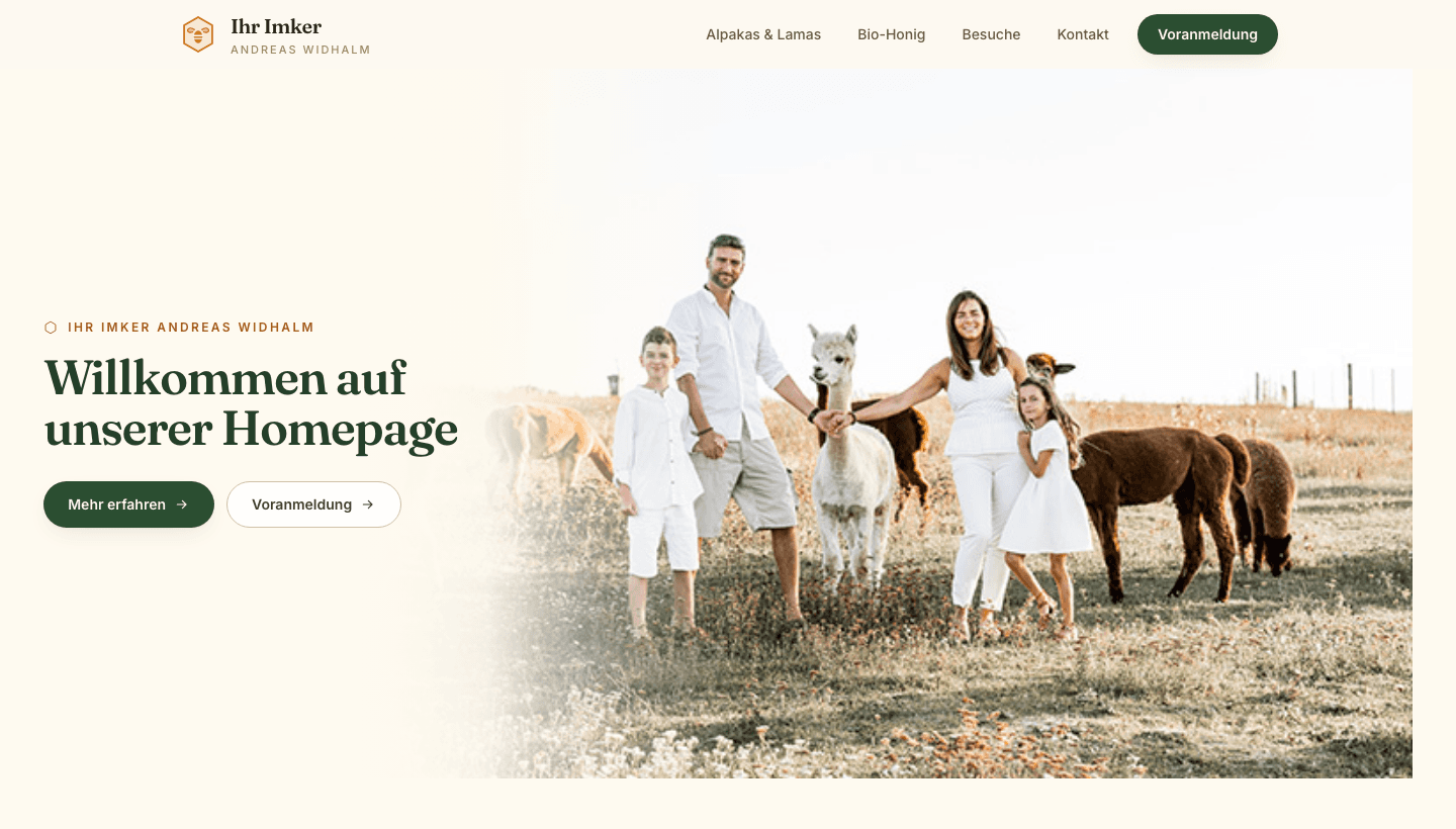 Aufgefrischte Website von Ihr Imker Andreas Widhalm